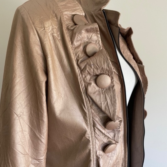 Fit and flare jacket mid length Tan Faux Leather - Picture 9 of 14